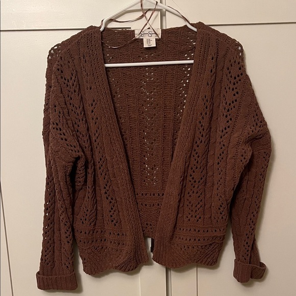 Jessica Simpson Sweaters - Jessica Simpson Chocolate Open-Knit Cardigan